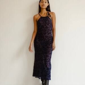 Musier Paris Sonfis Midi Dress Transparent Blue Floral Size 38 M